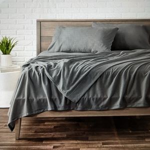 Bare Home Super Soft Twin XL Fleece Sheet Set Grey Deep Mattress Polar Fleece